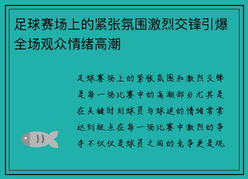 足球赛场上的紧张氛围激烈交锋引爆全场观众情绪高潮
